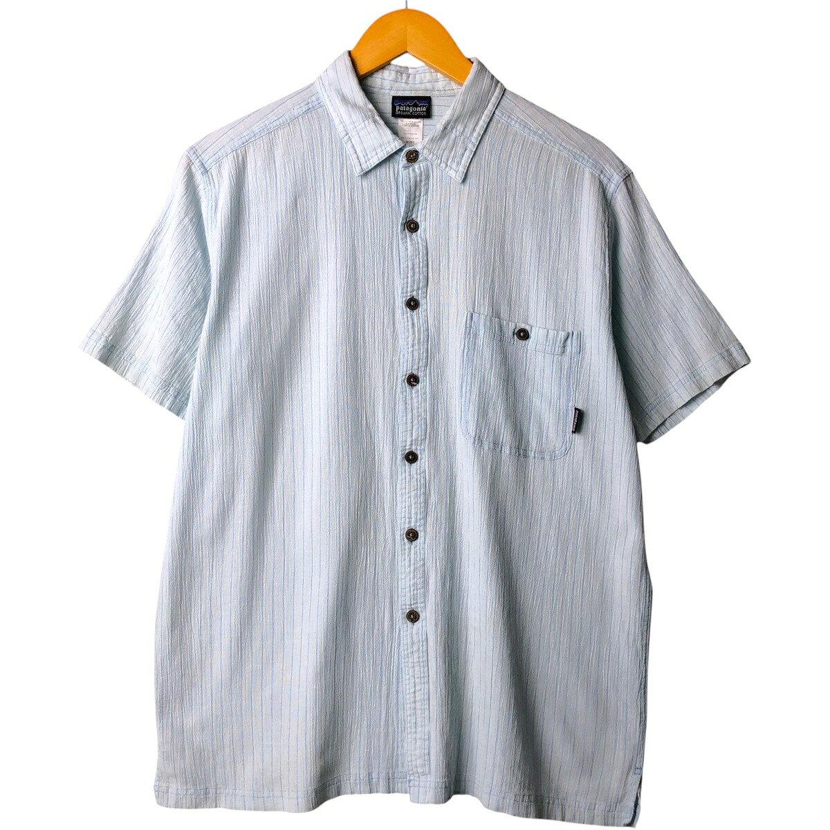 古着 00'S パタゴニア Patagonia A/C シャツ 52921S0 楊柳クレープ 半袖 コットン ストライプシャツ ボックスシャツ メンズL相当 /evb010542 【中古】 【250722】