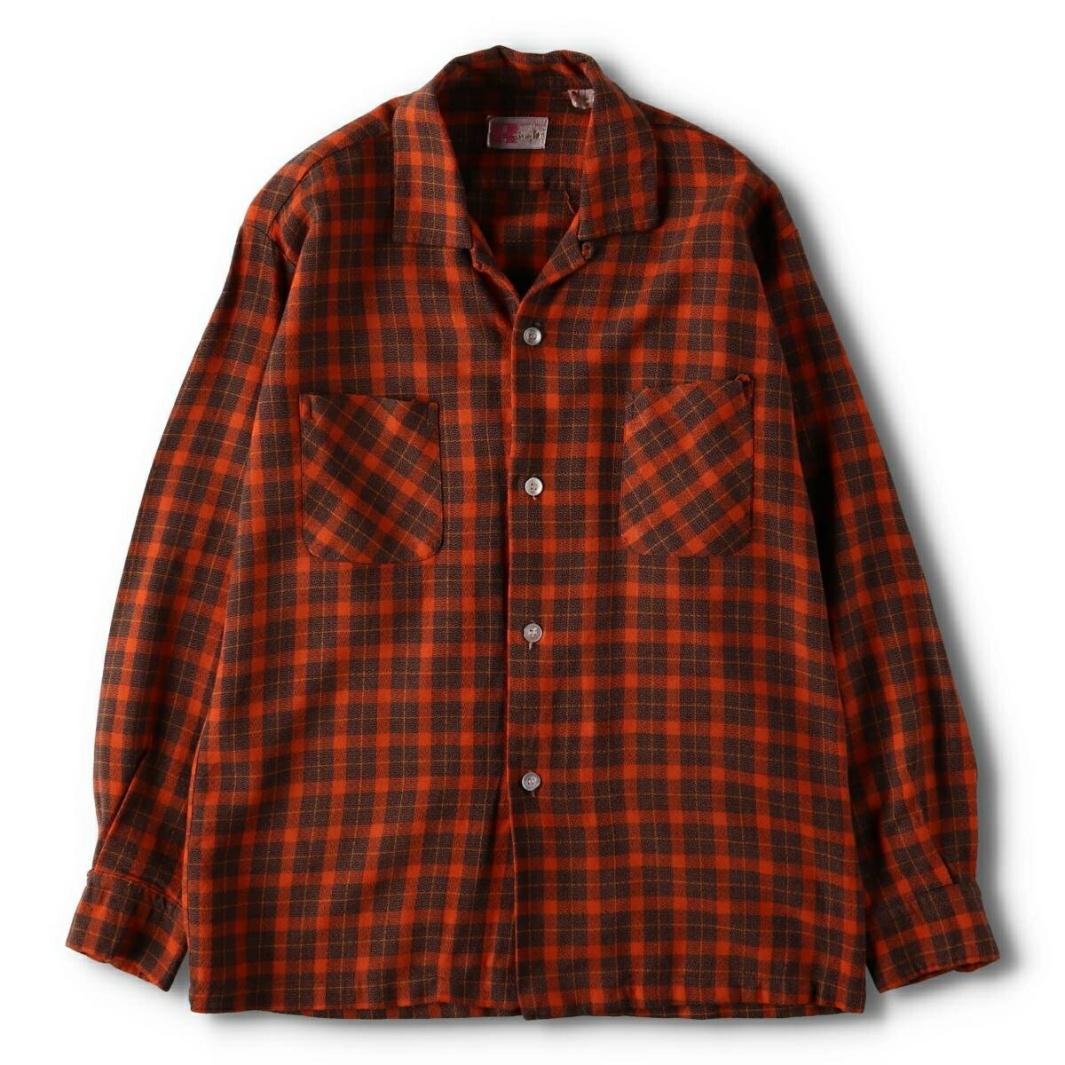 楽天市場】古着 70'S CASCADE オンブレチェック オープンカラー ウール