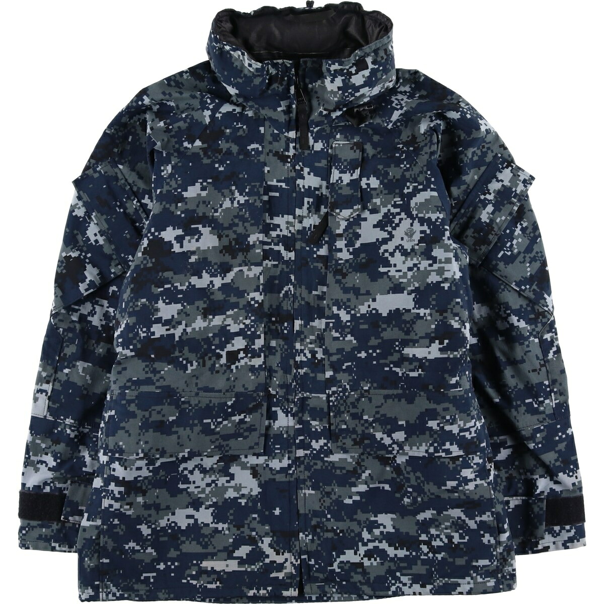 古着 米軍実品 U.S.NAVY ワーキングジャケット 迷彩柄 NWU デジタルカモ ミリタリー ゴアテックスパーカー USA製 SMALL X-SHORT メンズS相当 /evb032761 【中古】 【260315】 ネイビー系 春秋冬