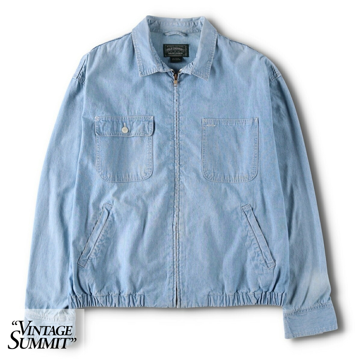 古着 80~90'S ラルフローレン Ralph Lauren POLO COUNTRY ポロカントリー シャンブレー スイングトップ スポーツジャケット メンズL相当 ヴィンテージ /evb033673 【中古】 【260625】 【N2607】 ブルー系 春秋冬|古着屋JAM