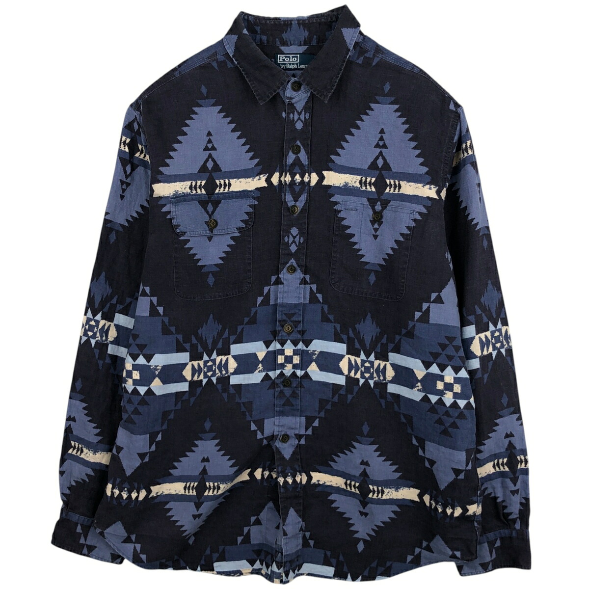 古着 ラルフローレン Ralph Lauren POLO by Ralph Lauren 総柄 ネイティブ柄 長袖 リネンシャツ メンズXL相当 /evb033810 【中古】 【260330】 【GR-UN-2604】