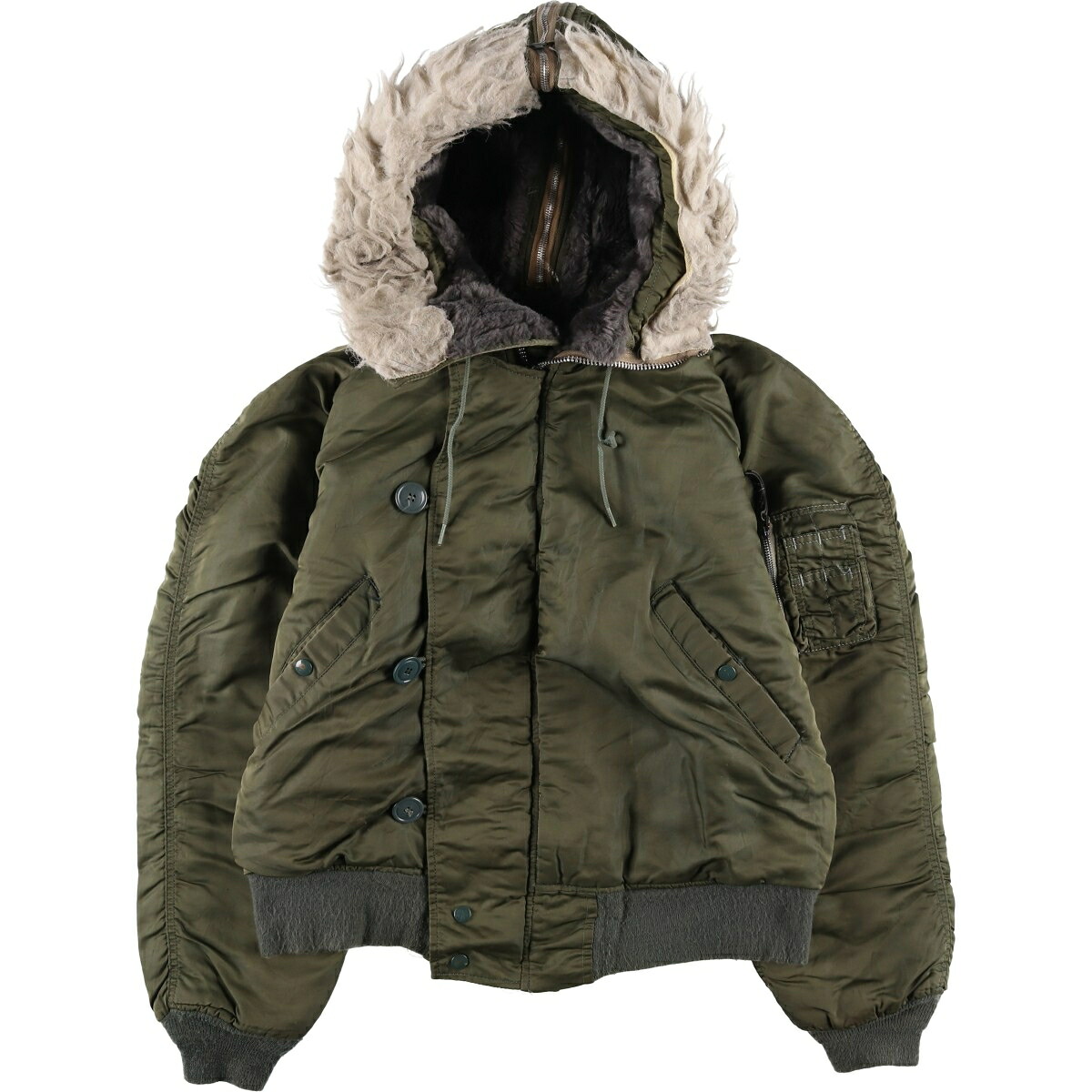古着 N-2B 中綿入り ミリタリー フライトジャケット MEDIUM メンズM相当 /evb034366 【中古】 【260323】 カーキ系 春秋冬