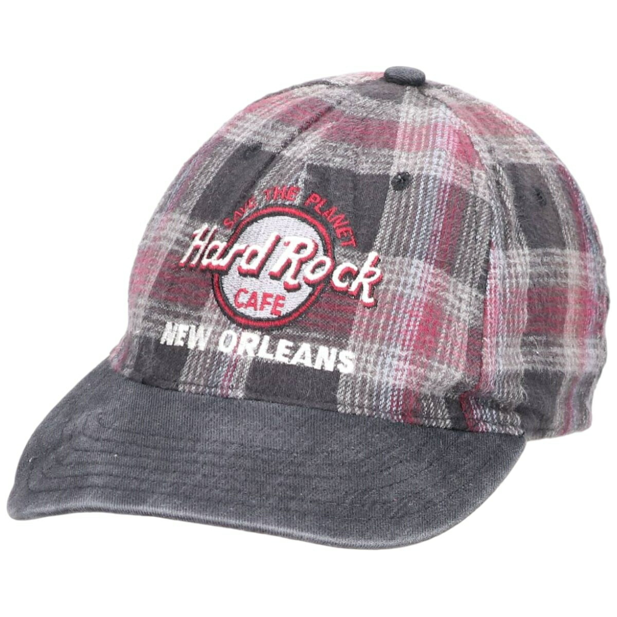 古着 HARD ROCK CAFE ハードロックカフェ アドバタイジング タータンチェックツートン ベースボールキャップ USA製 フリーサイズ相当 /gaa007131 【中古】 【260222】 グレー系 春夏秋冬