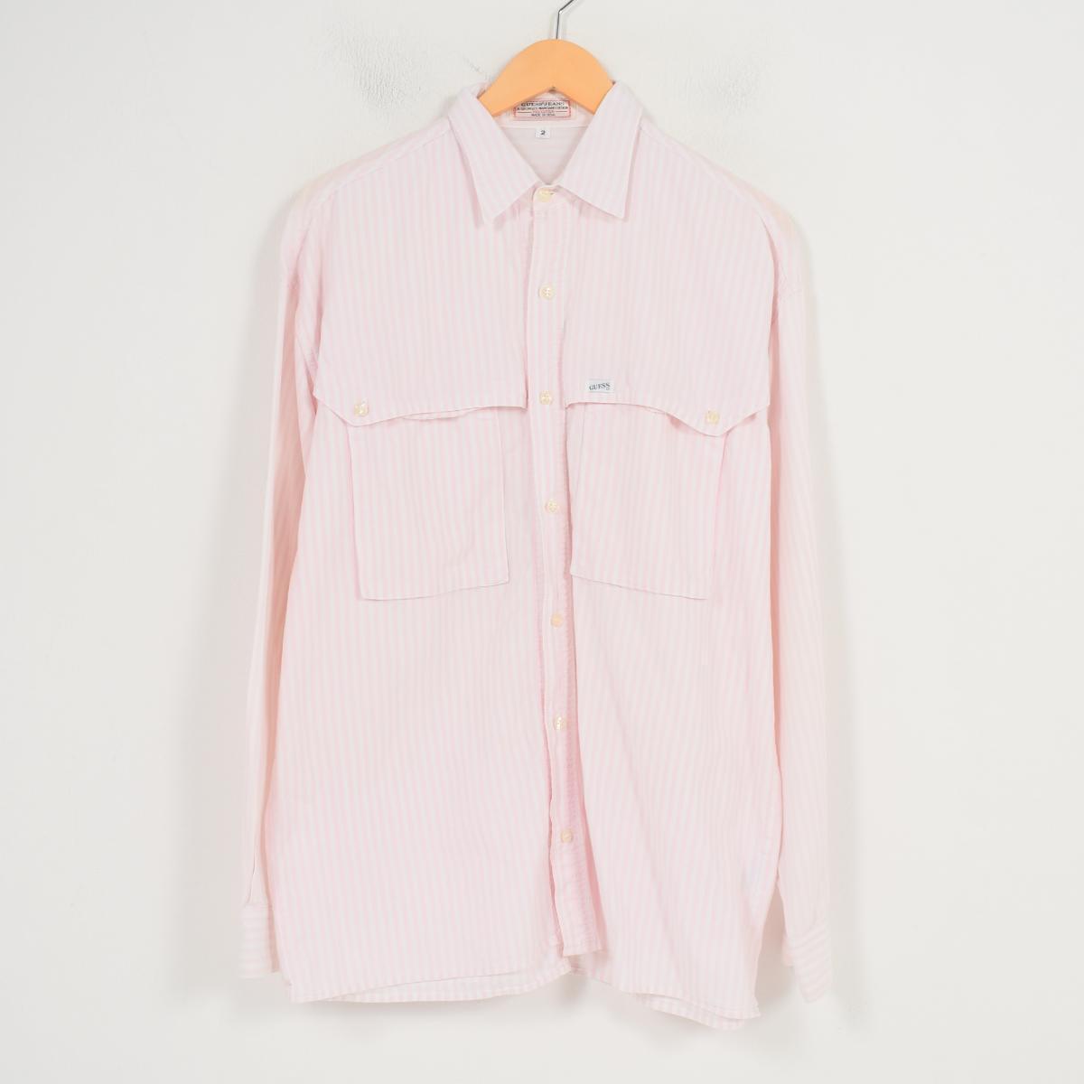 guess pink striped shirt mens