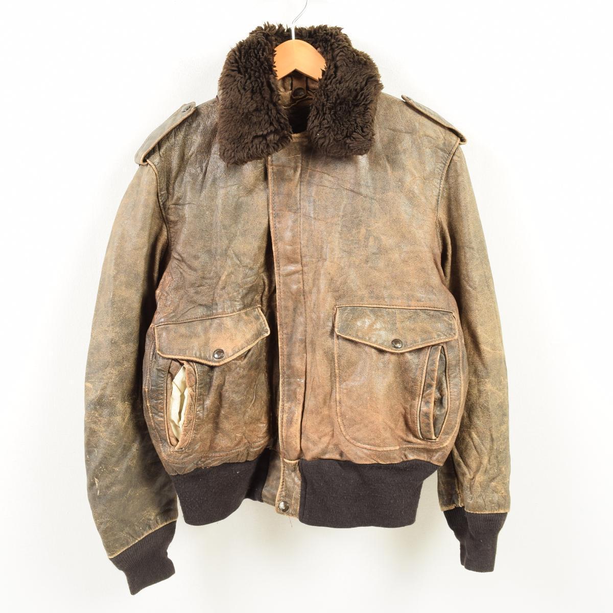 Men L Vintage Wap6751 Made In Leather Flight Jacket Usa With The Shot Schott G 1 Type Boa Liner