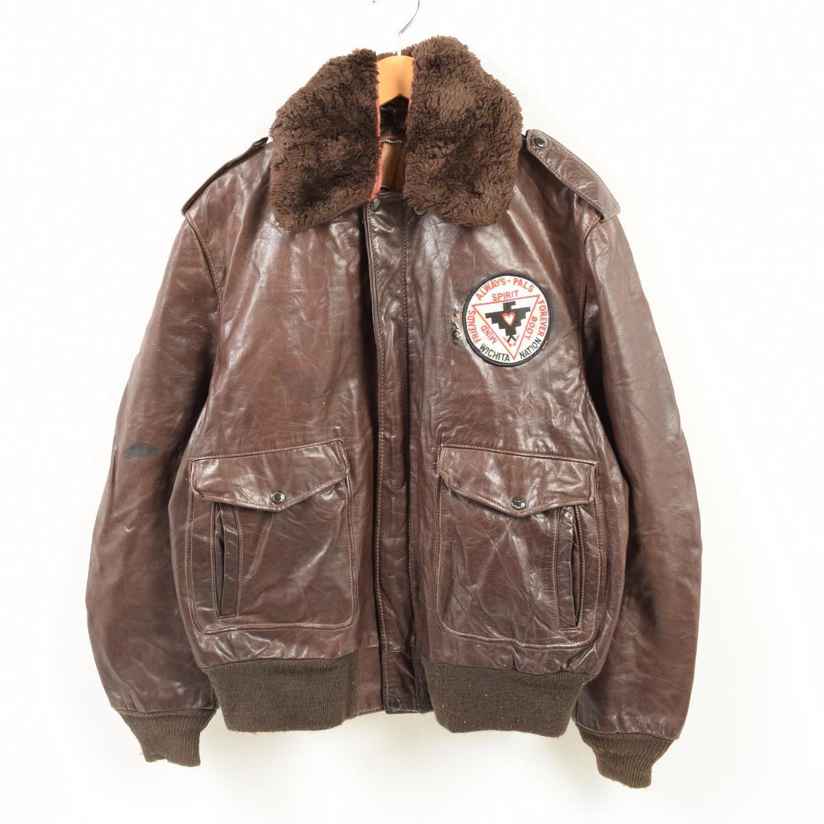 Emblem Custom Shot Schott G 1 Type Leather Flight Jacket Men L Wap6750