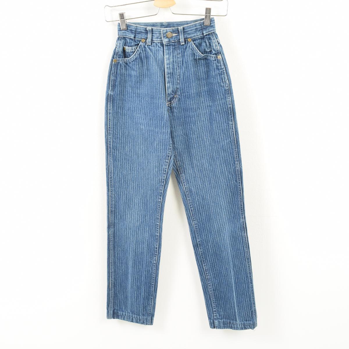 80年代ri lee条纹花纹锥形牛仔裤牛仔裤usa制造女士s(w22)复古/wap