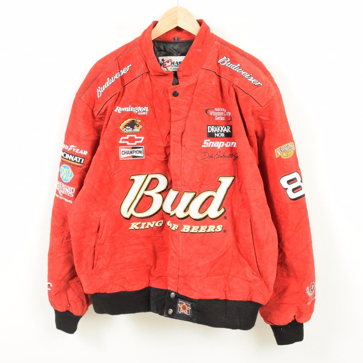 Chase Authentics Budweiser Suede Leather Racing Jacket Men L Wat5014