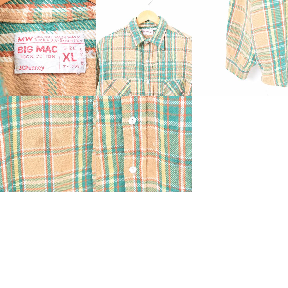【楽天市場】70年代 ジェイシーペニー J.C.Penney BIG MAC ビッグマック チェック柄 長袖 ヘビーネルシャツ メンズXL
