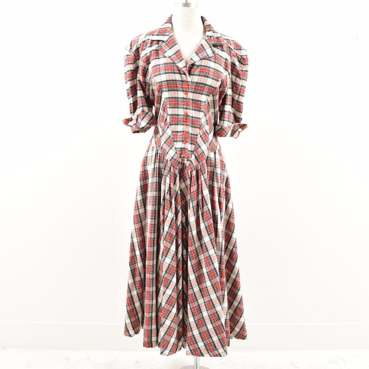 Vintage Clothing Jam Lady S M Was5873 Made In Karen Alexander Lady S M Was5873 Made In Karen Alexander Checked Pattern Half Length Sleeves Flannel Shirt Dress Usa