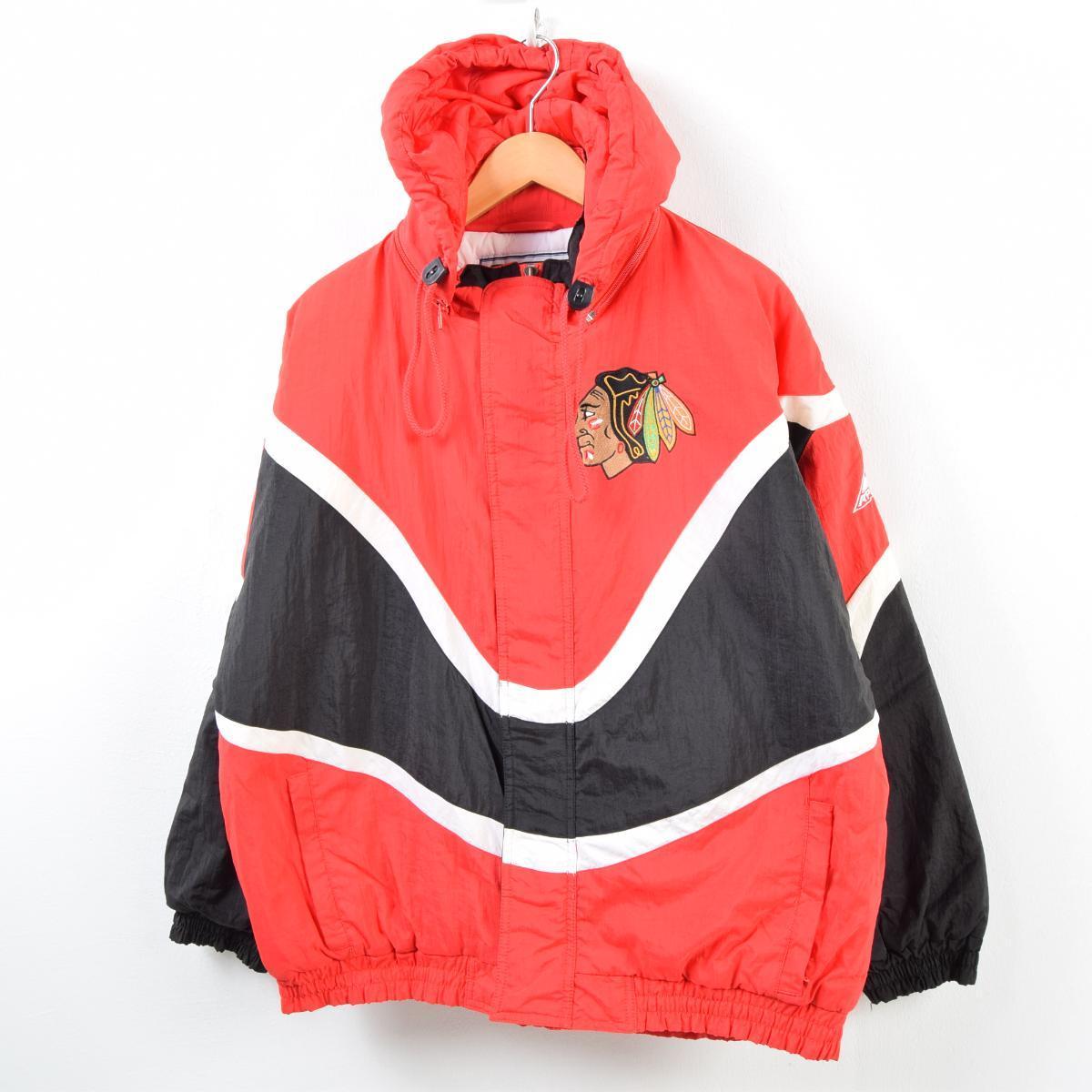 楽天市場 90年代 Apex One Nhl Chicago Blackhawks シカゴブラックホークス フーデッド 中綿ジャケット メンズxl Wbd1074 中古 Ws01 古着屋jam