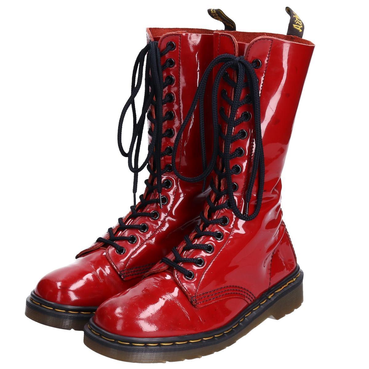 dr martens red patent leather boots