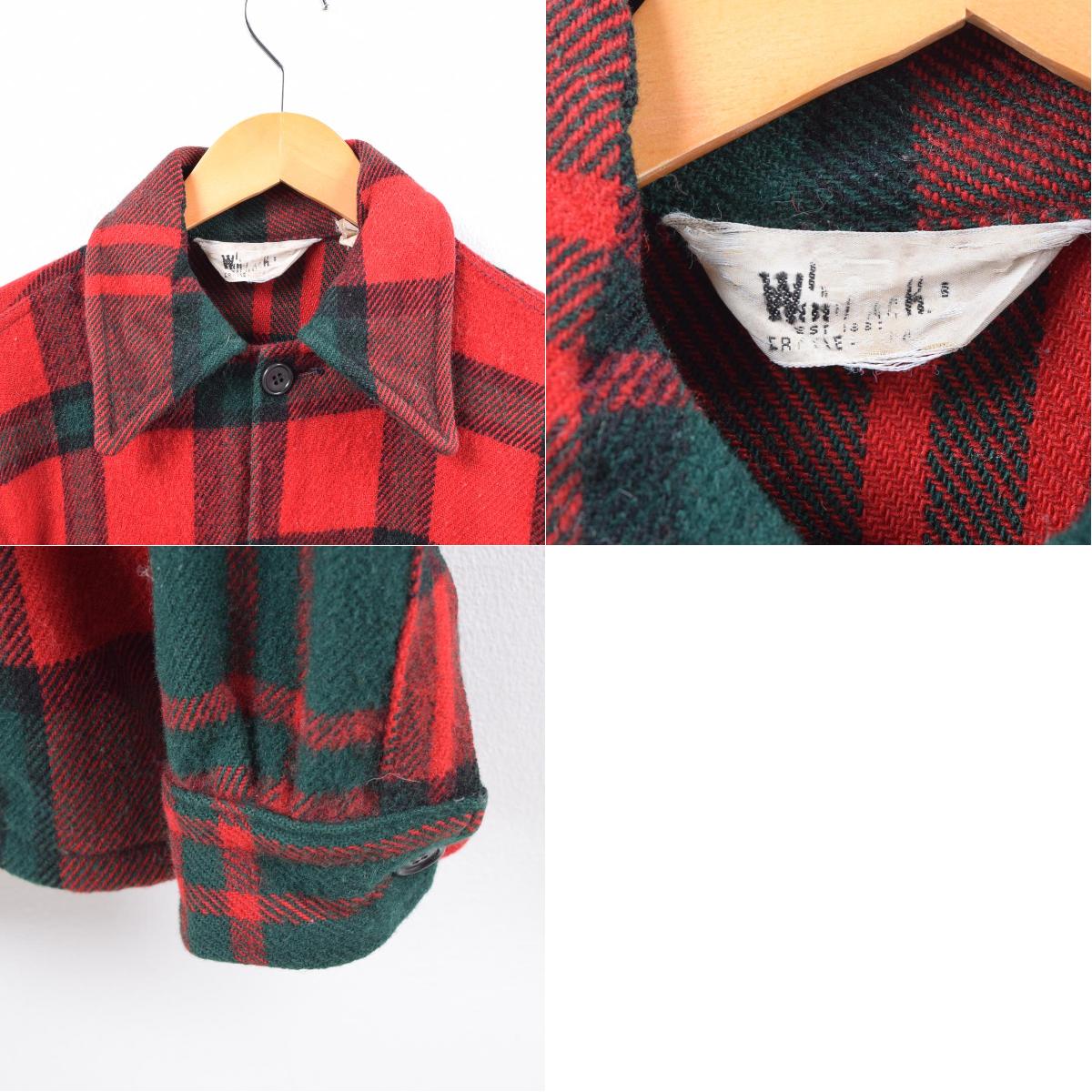 USA製 70s WOOLRICH ウールシャツ Mサイズ ブロックチェック