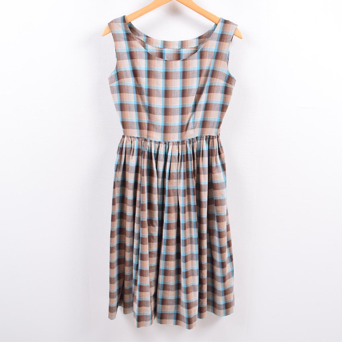 チェック柄 ノースリーブ ヴィンテージ 60年代 チェック柄 ワンピース 60年代 レディースs ノースリーブ Unknown Unknown 60年代 フレアワンピース レディースs Eaa フレアワンピース チェック柄 ヴィンテージ 中古 0131 Pd3 3 Ss07