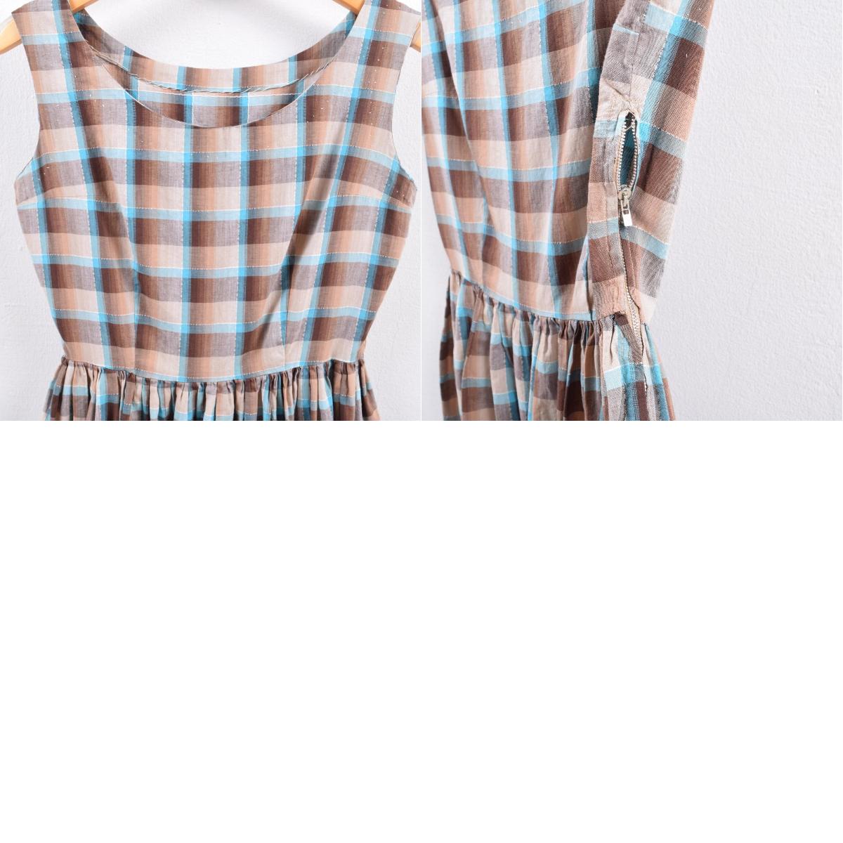 チェック柄 ノースリーブ ヴィンテージ 60年代 チェック柄 ワンピース 60年代 レディースs ノースリーブ Unknown Unknown 60年代 フレアワンピース レディースs Eaa フレアワンピース チェック柄 ヴィンテージ 中古 0131 Pd3 3 Ss07