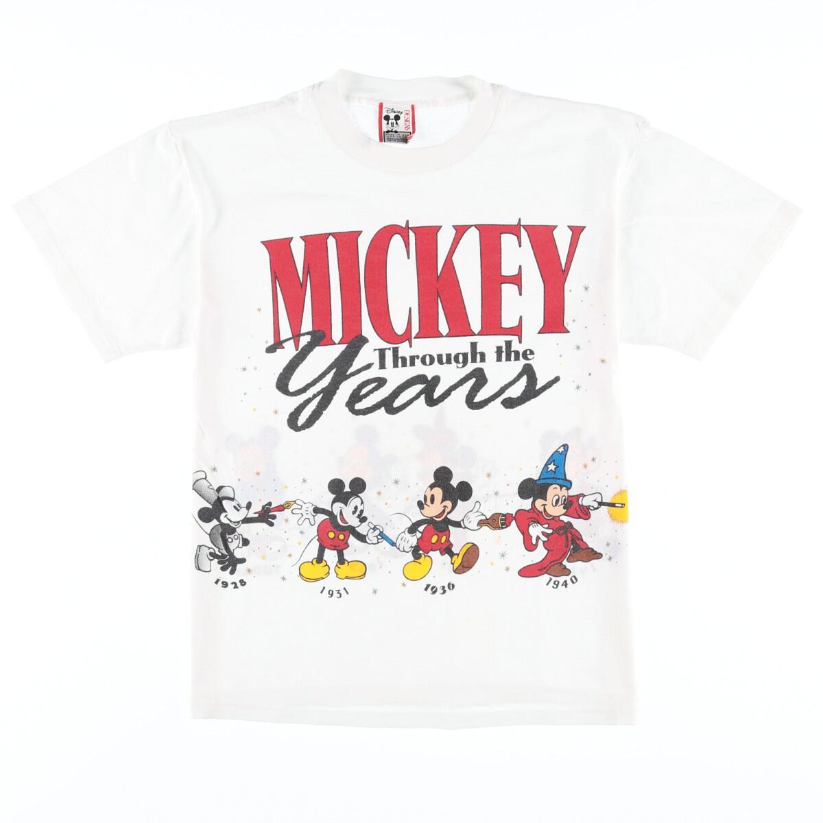 楽天市場 90年代 Disney Character Fashions Mickey Mouse ミッキーマウス Through The Years キャラクタープリントtシャツ Usa製 レディースl ヴィンテージ Eaa 中古 0523 古着屋jam