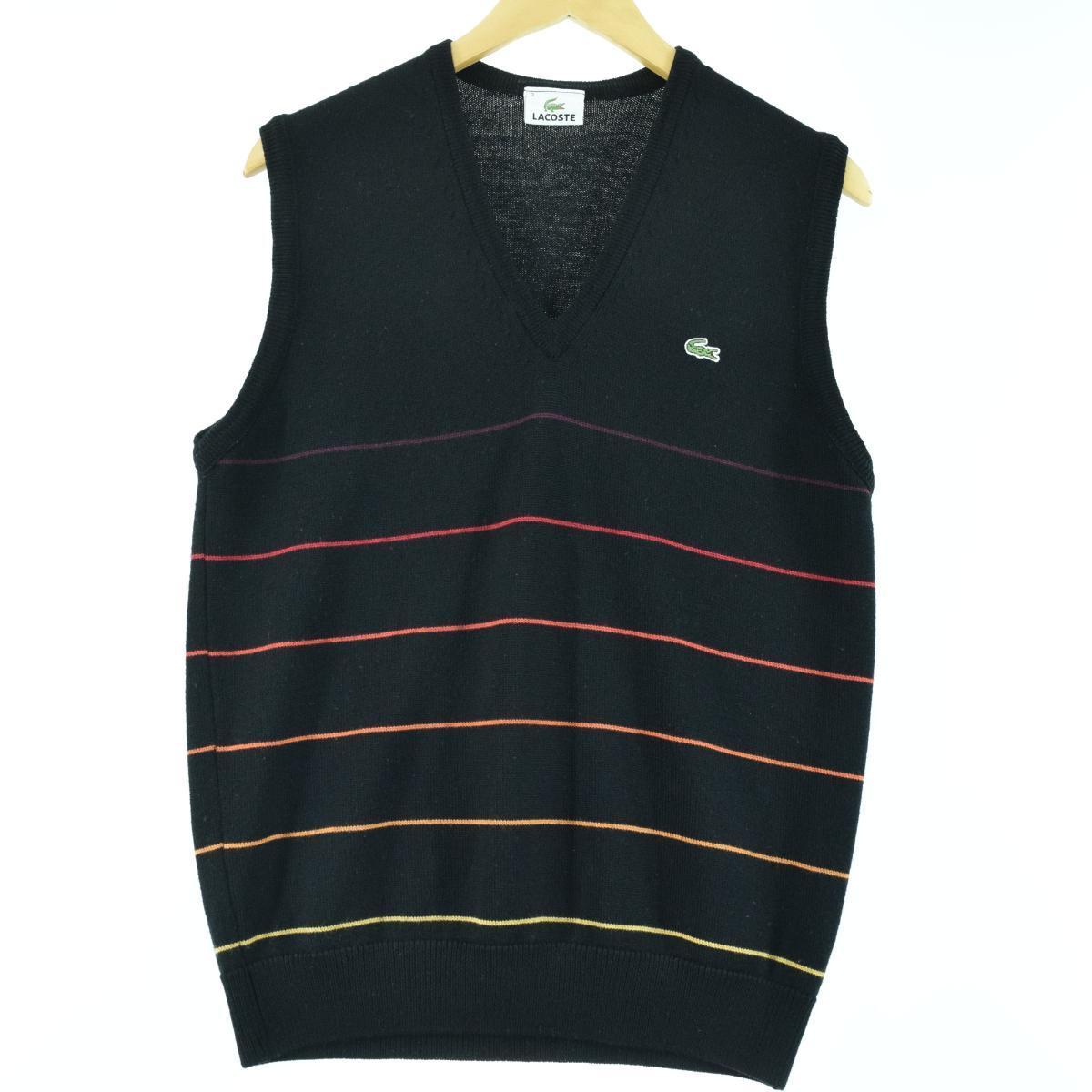 楽天市場 ラコステ Lacoste フランス企画 ボーダー柄 Vネック ウールニットベスト フランス製 3 メンズm Eaa 中古 0611 古着屋jam