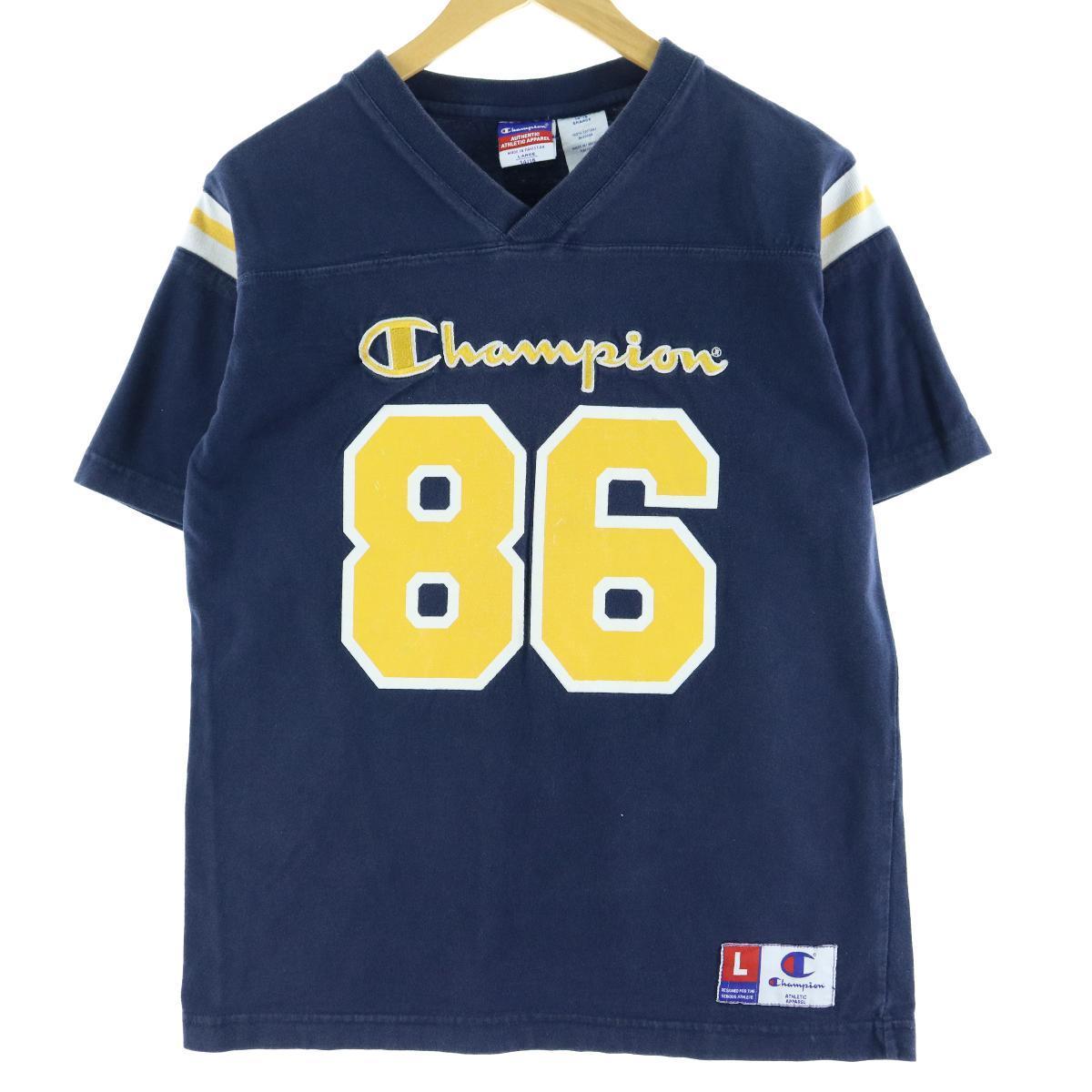 楽天市場 チャンピオン Champion ナンバリング フットボールtシャツ レディースm Eaa 中古 0713 Ss09 Js10 Ss12 Kf12 Ss2101 古着屋jam