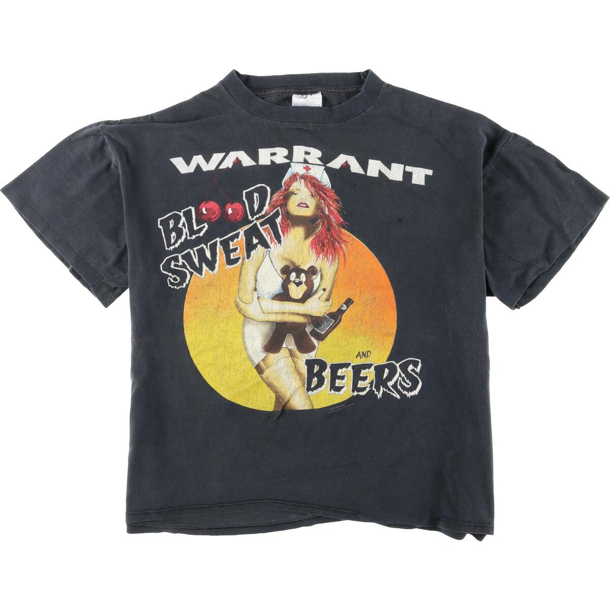 激安商品 Tシャツ カットソー 1990 91 Tour World Beers Sweat Blood ウォレント Warrant Brockum The 90年代 バンドtシャツ 0718 Js10 中古 Eaa ヴィンテージ メンズl Usa製 Dgb Gov Bf