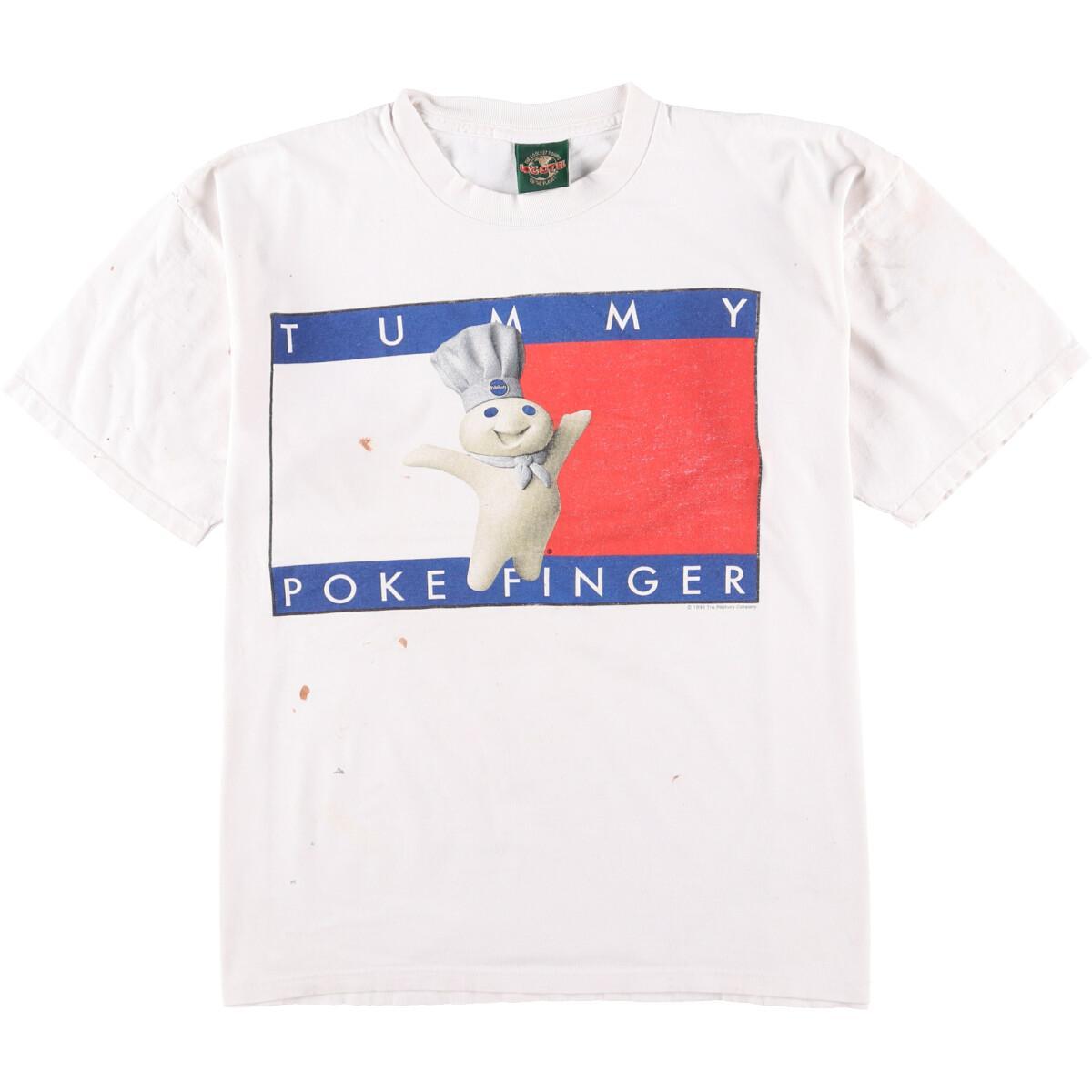 Tシャツ カットソー 種類豊富な品揃え Usa製 プリントtシャツ パロディ Fingeer Poke Tummy Logotel 90年代 メンズxl 0725 Js10 Ss2103 中古 Eaa ヴィンテージ Ryce Co Ke