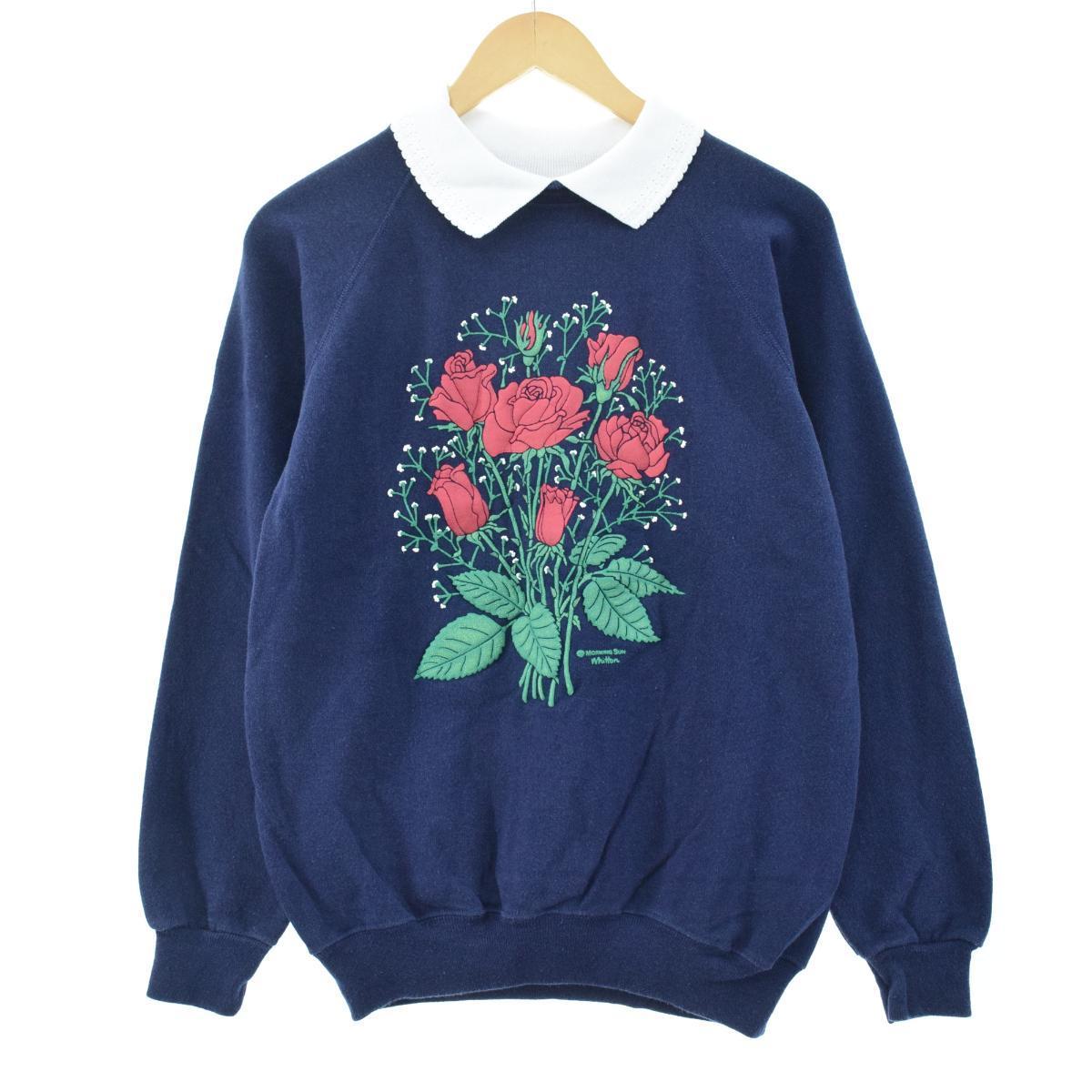 メーカー公式ショップ プリントスウェットシャツ 襟付き 花柄 Sun Morning 80年代 トレーナー 1225 中古 Eaa1104 ヴィンテージ レディースm Usa製 Eaa1104 Hamrahtrader Com