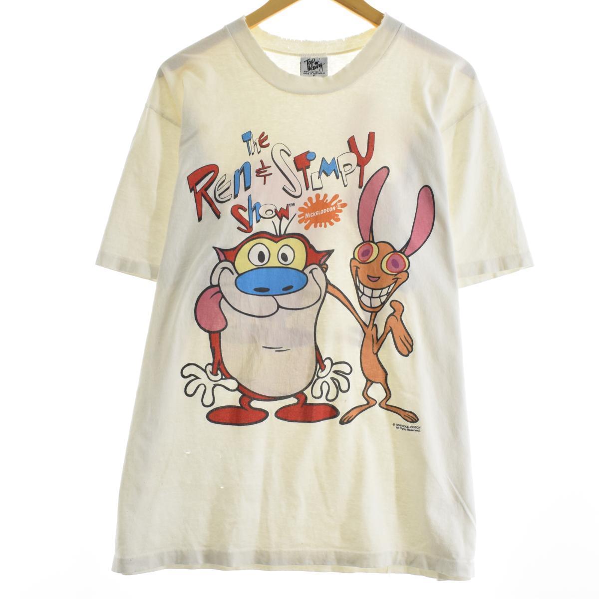 Tシャツ カットソー ヴィンテージ レディースxl キャラクタープリントtシャツ 両面プリント レンとスティンピー Show Stimpy Ren The Heavy Top 90年代 Eaa 中古 21 新作