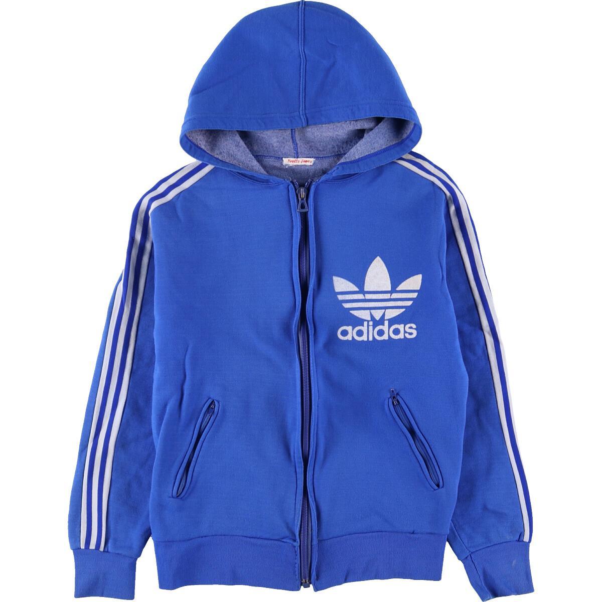 タグ欠損 70年代 アディダス Adidas フロッキープリント ジャージパーカー レディースxs ヴィンテージ Eaa 中古 タグ欠損 70年代 アディダス Adidas フロッキープリント ジャージパーカー レディースxs ヴィンテージ 青色柄フロッキープリント生産国 年代70