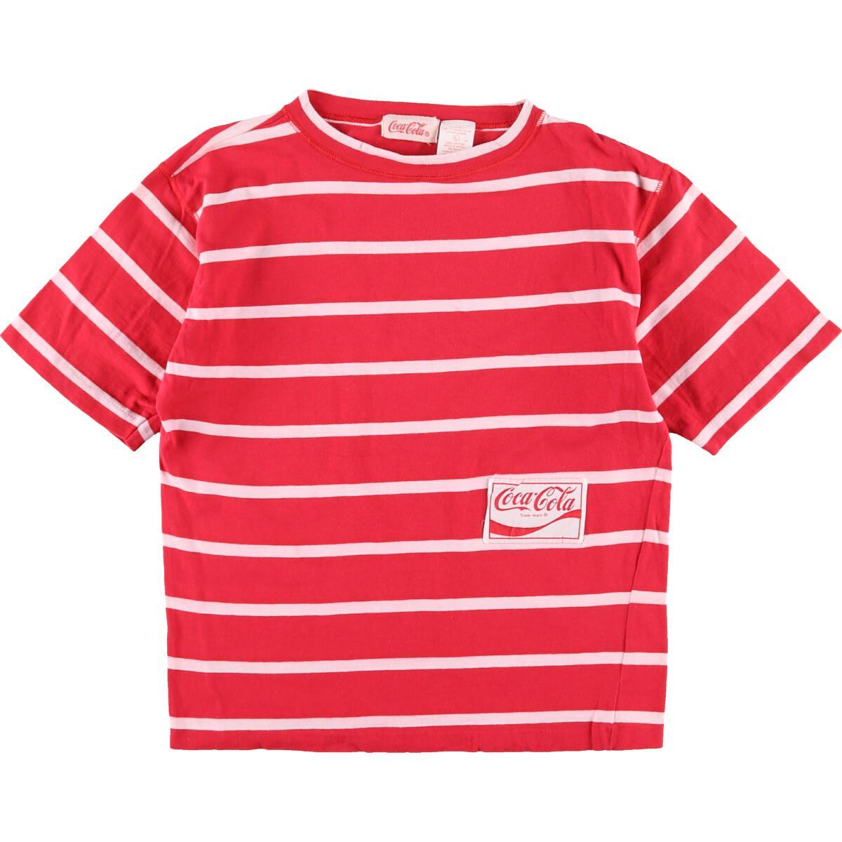楽天市場 80年代 コカコーラ Coca Cola ボーダー柄 アドバタイジングtシャツ レディースl ヴィンテージ Eaa 中古 古着屋jam