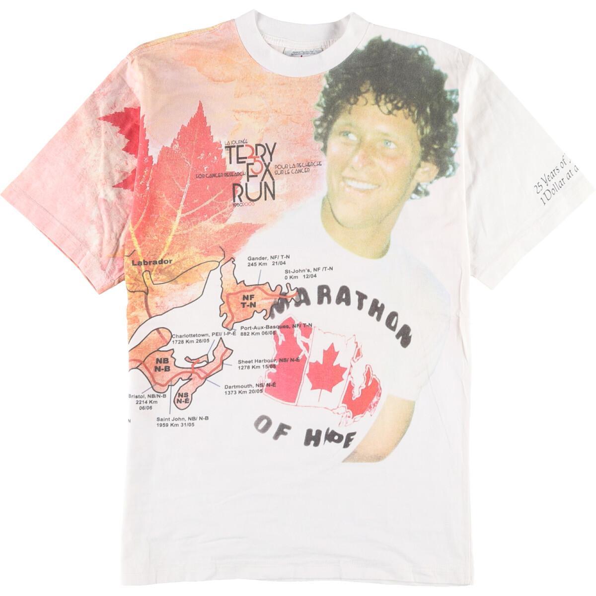 Terry Fox テリーフォックス 一巻印刷tティーシャツ カナダ製 メンズm Eaa1690 中古 Terry Fox テリーフォックス 巻きプリントtシャツ カナダ製 メンズm Klubwino Pl