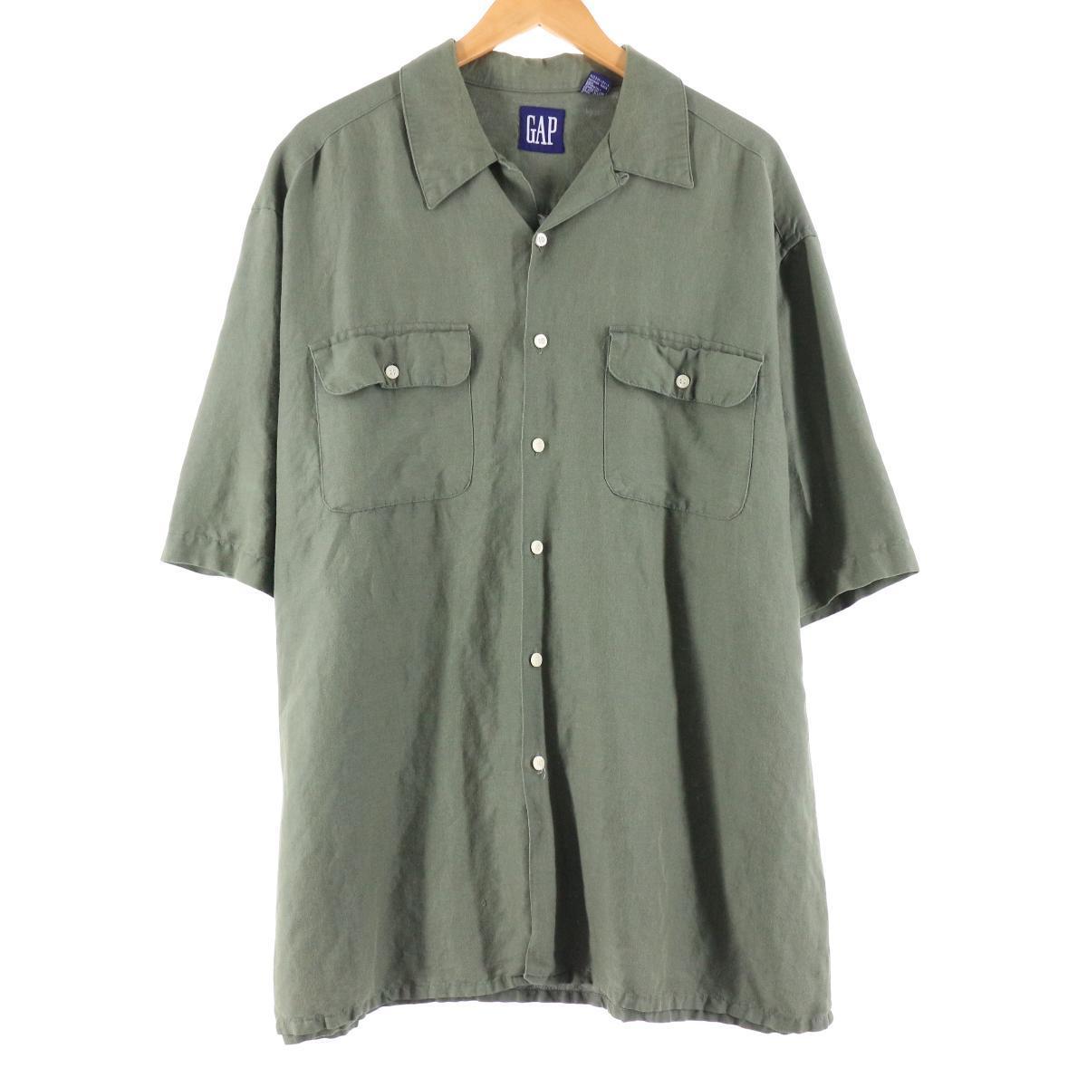 90年代 ギャップ Gap オールドギャップ オープンカラー 半袖 レーヨン リネンシャツ メンズxl ヴィンテージ Eaa 中古 Francophile Dk