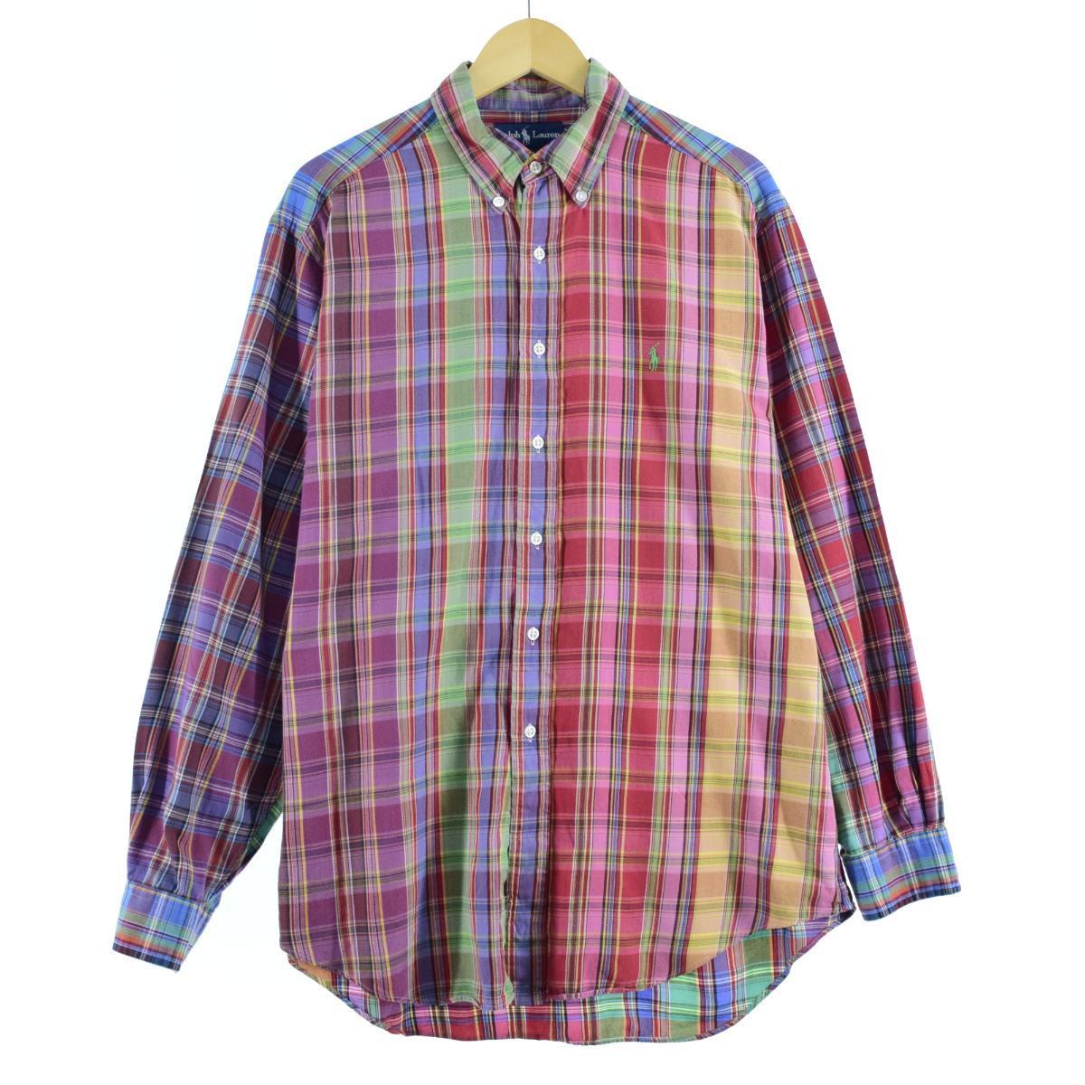 ラルフローレン Ralph Lauren マドラスチェック 長袖 ボタンダウンチェックシャツ メンズl Eaa 中古 Arganita Tn