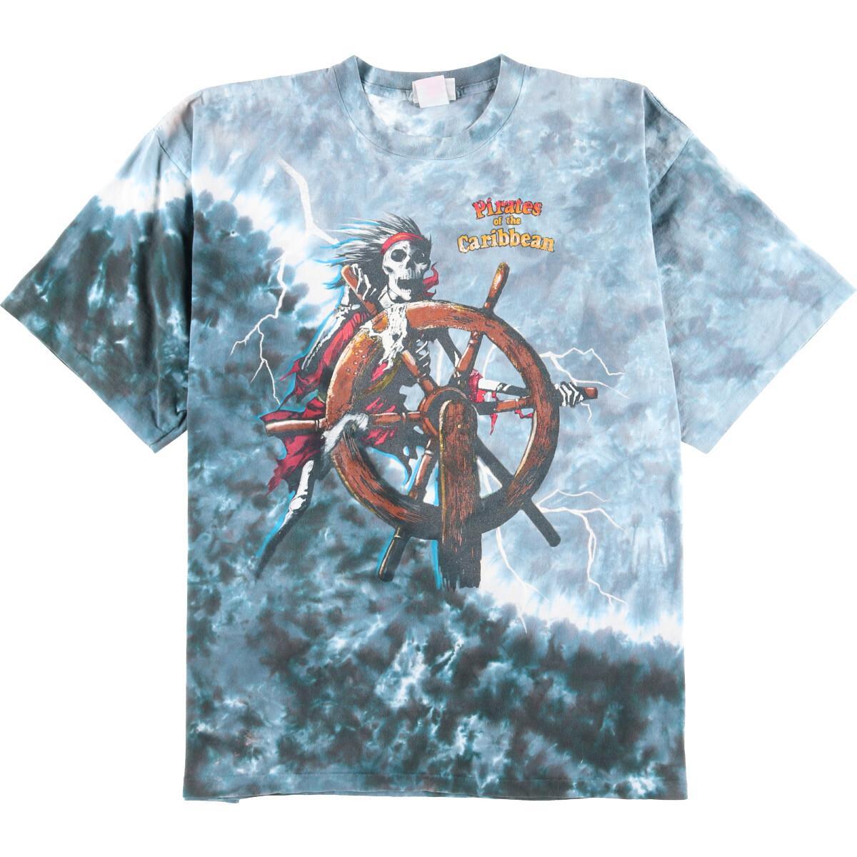 90年代 Walt Disney World Pirates Of The Caribbean パイレーツオブカリビアン タイダイ柄 映画 ムービーtシャツ Usa製 フリーサイズ メンズ Xxl ヴィンテージ Eaa 中古 Psicologosancora Es