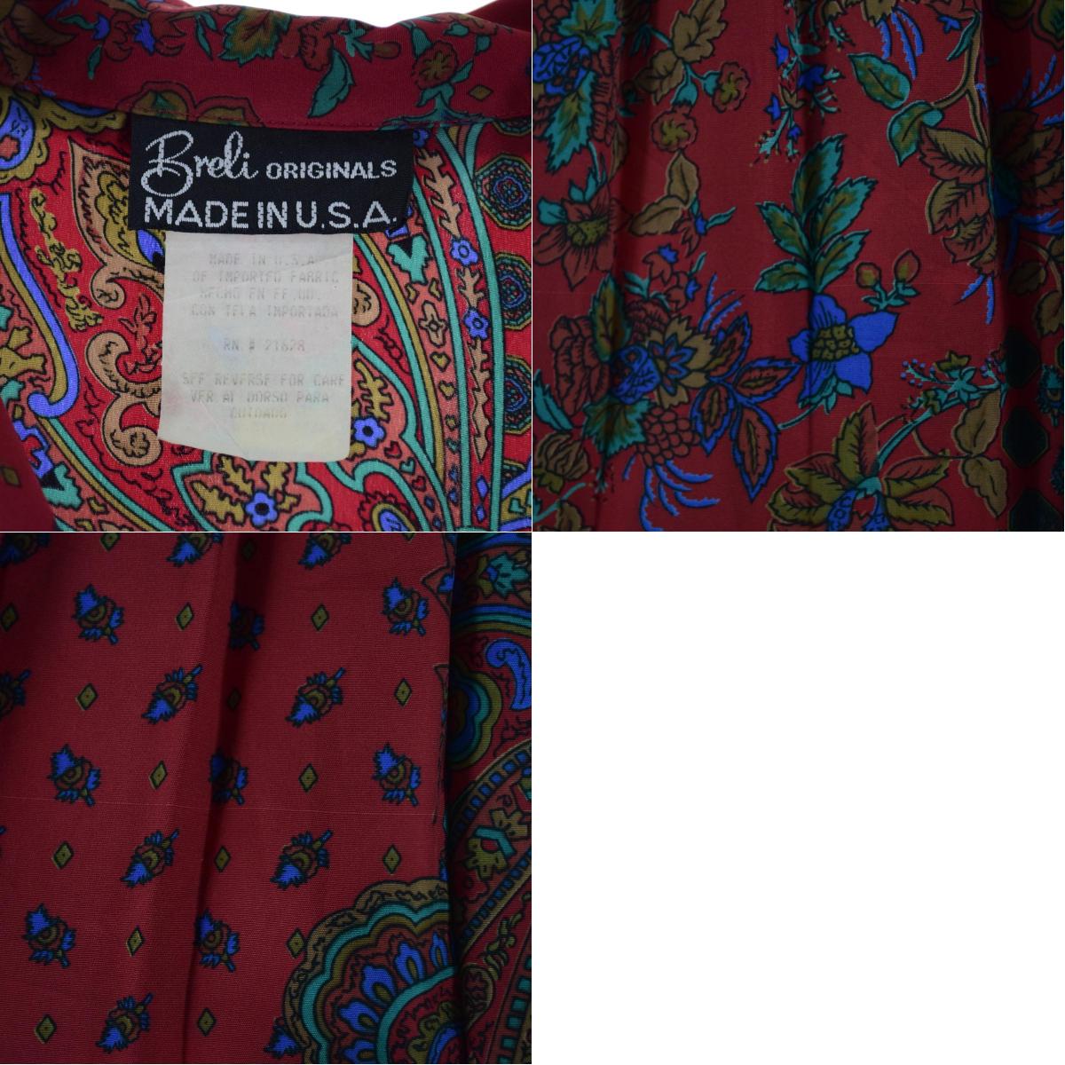 Breli 総柄 七分袖 プリーツ シャツワンピース Usa製 レディースm Eaa 中古 Rvcconst Com
