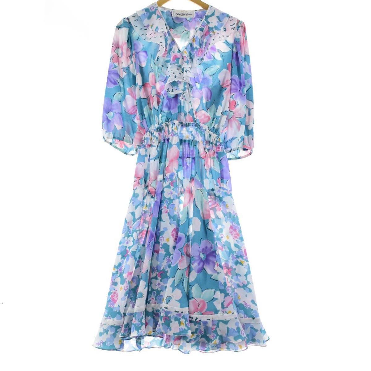 80年代 スーザンフレイス Susan Freis Assorti Saks Fifth Avenue 花柄 七分袖 ワンピース Usa製 レディースm ヴィンテージ Eaa 中古 Kuechen Ly