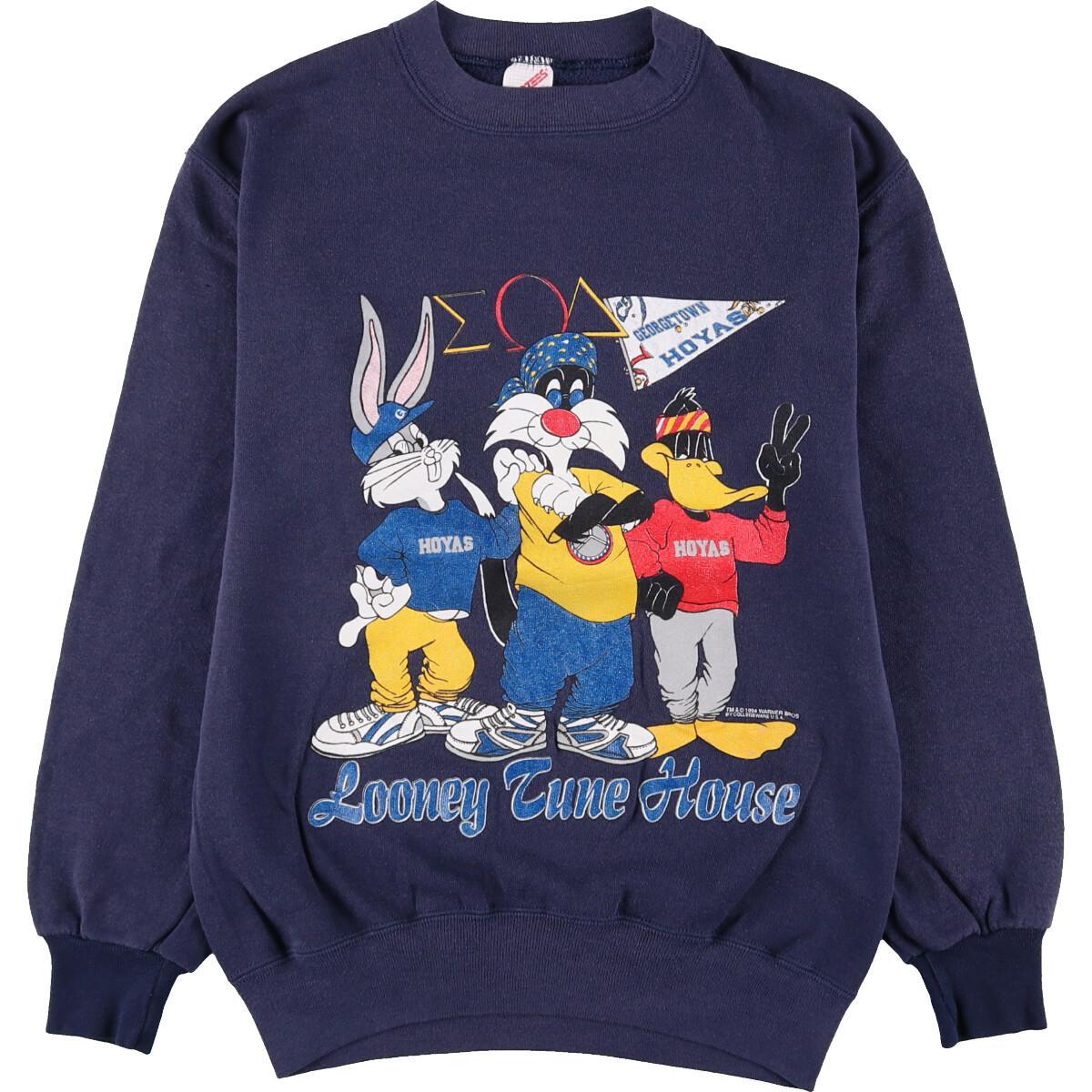 90年代 ジャージーズ Jerzees Georgetown Hoyas ルーニーテューンズ カレッジ キャラクタースウェットシャツ トレーナー Usa製 レディースm ヴィンテージ Eaa4775 中古 Maf Gov Ws