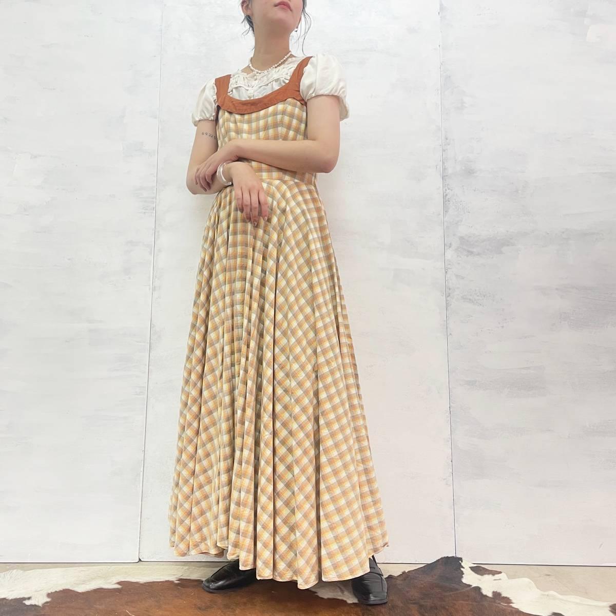 ベビーグッズも大集合 古着 60年代 Unknown チェック柄 マキシ丈 ノースリーブワンピース レディースm ヴィンテージ Eaa 中古 エルル2701 2701