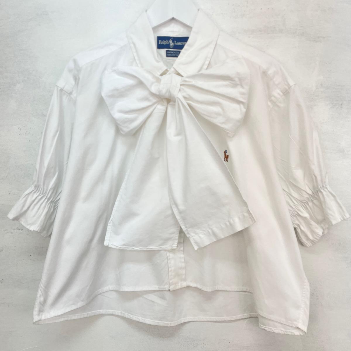 古着 eluluリメイク ラルフローレン Ralph Lauren 半袖 ビッグリボンリメイクシャツ フリーサイズ /eaa246311 【中古】【エルル0701】 【220702】