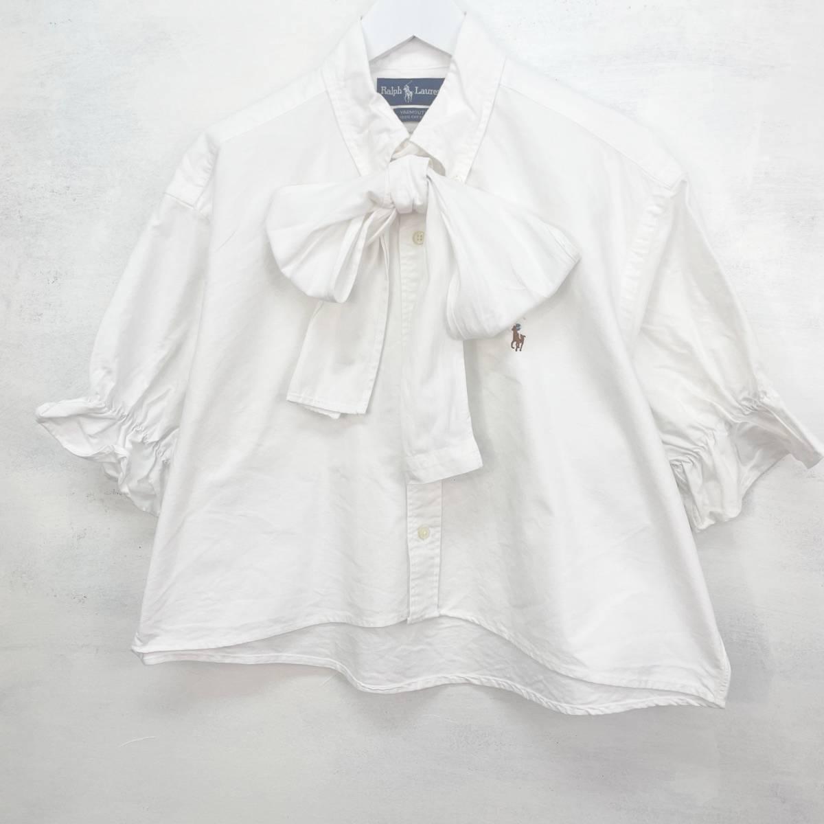 古着 eluluリメイク ラルフローレン Ralph Lauren 半袖 ビッグリボンリメイクシャツ フリーサイズ /eaa246327 【中古】【エルル0701】 【220702】