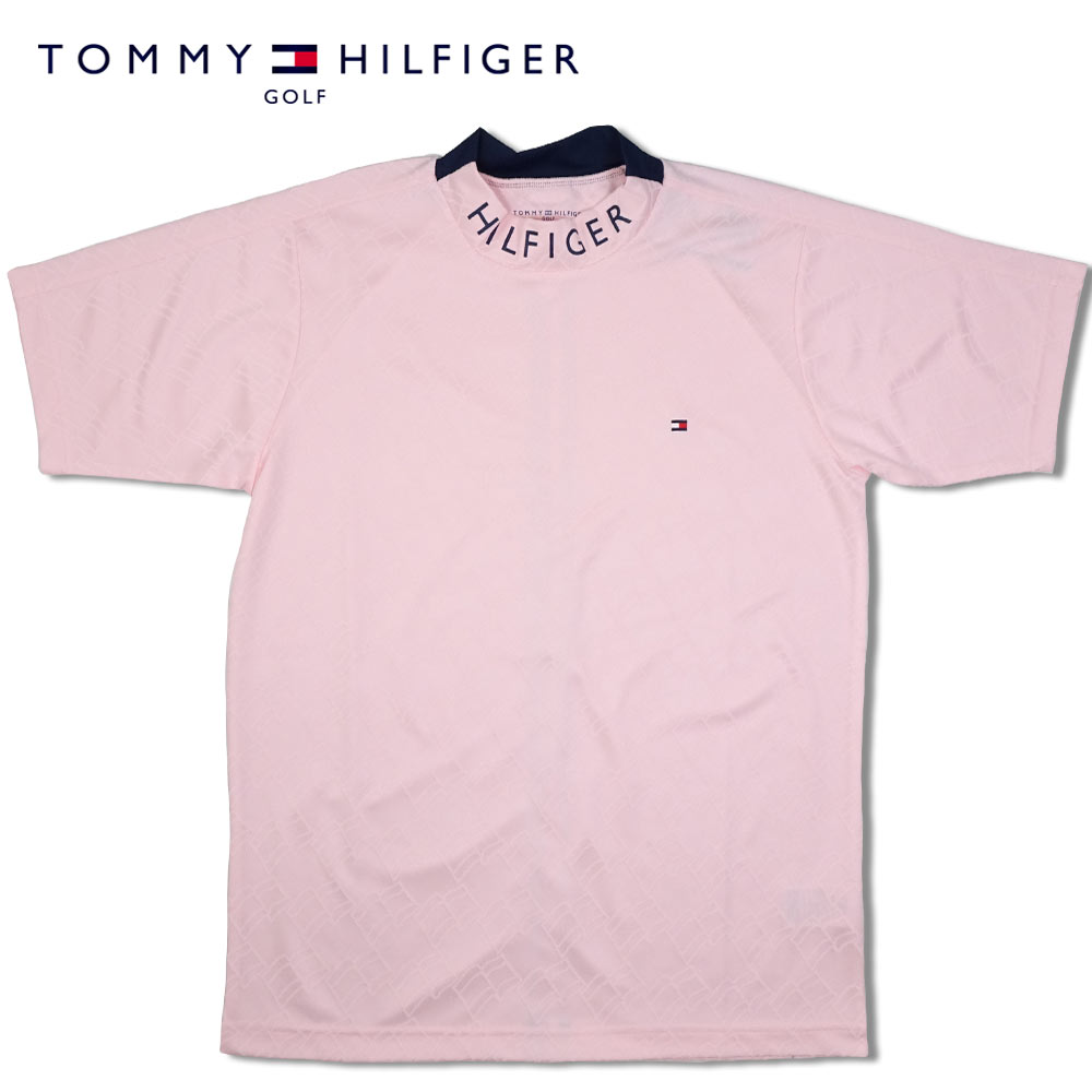 ポイント10倍 ウェア Golf Tommy Hilfiger メンズ ゴルフ メンズ Thma142 ハイネックシャツ ゴルフ Wavy Shirt トミーヒルフィガー 半袖 Flag Highnsck Pnk 48 M L Ll Xlサイズ ピンク 半袖 モックネック 吸水速乾 Uvカット 日本製