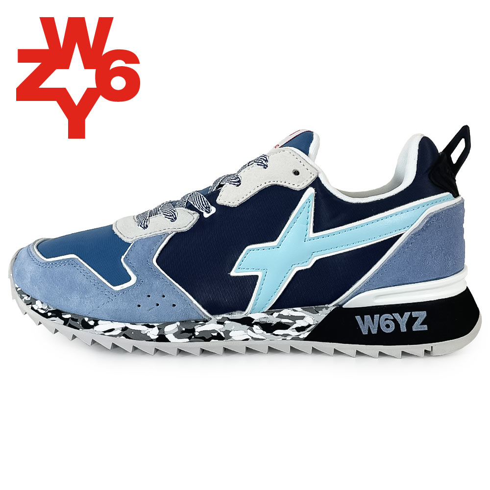 【20%OFF】W6YZ (ウィズ) JET-M [メンズ] 2013560-21-1C34 レザースニーカー【BLU／41-44】 ブルー  スニーカー ウィズ WIZZ ジェット ランニングシューズ 厚底 迷彩柄 CAMO safari掲載ブランド【あす楽】 | JAM Collection