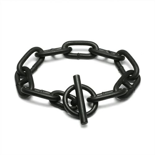 【ジャムホームメイド堅苦しさ通信販売】米国海兵隊員チェーン店 腕輪 - ノアール 黒いこと メンズ しろがね色925 受注生み出すこと 黒いこと金剛石 購入注文
