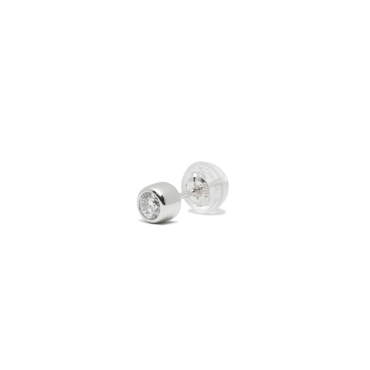 モアサナイトモダンピアス 3mm -プラチナ900/片耳