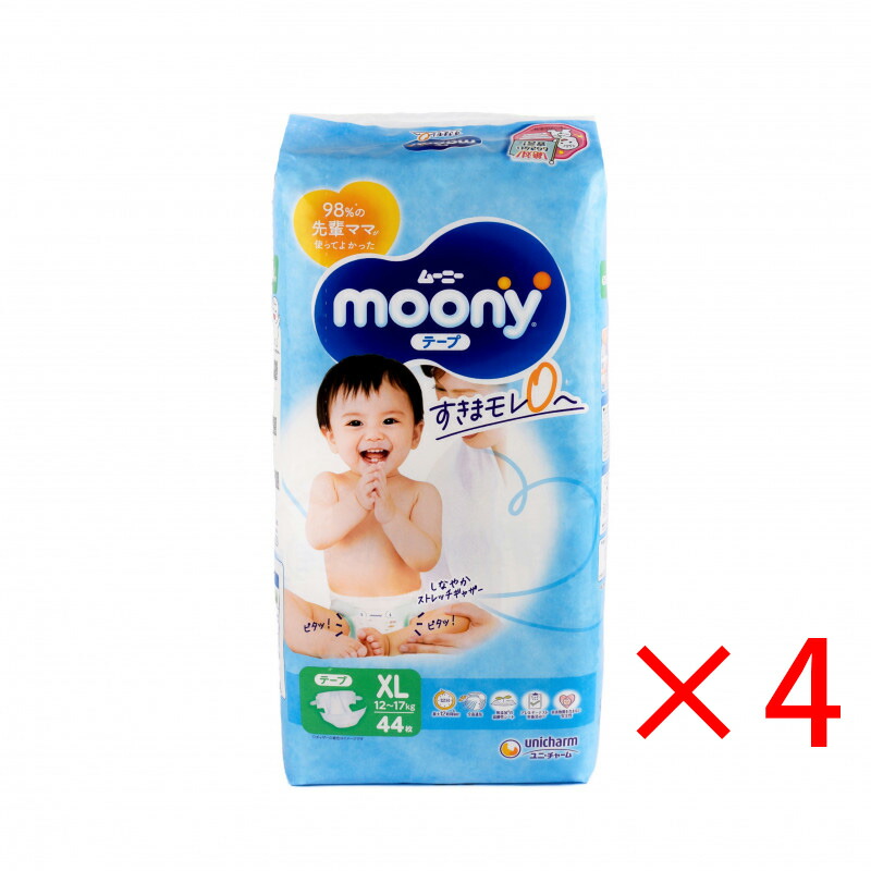 テープ Lサイズ〕ムーニー ナチュラル オムツ 38枚×4袋｜ユニ