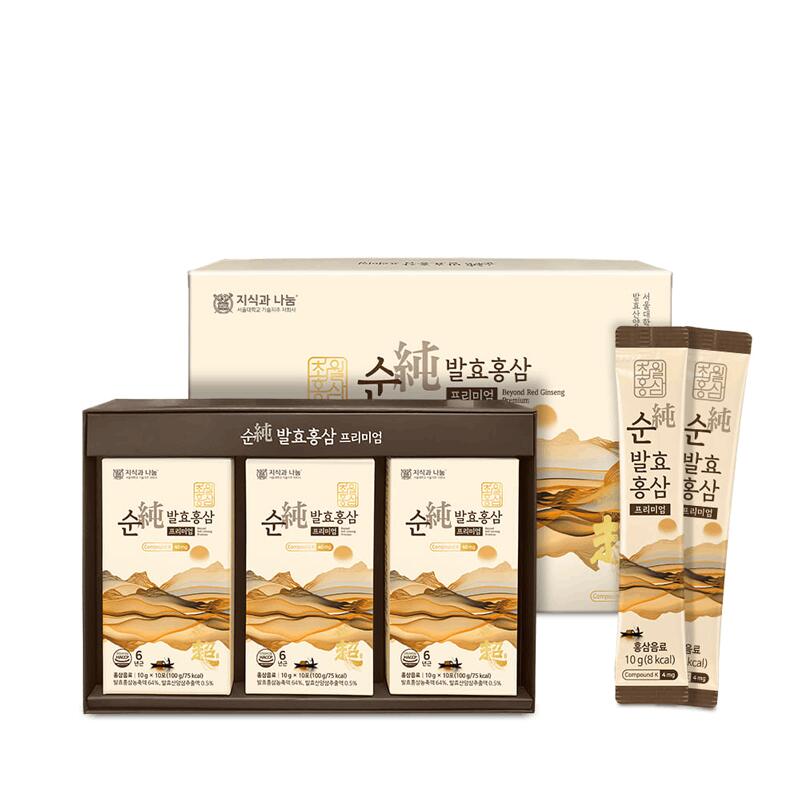 【超越紅参】純・発酵紅参プレミアム300g（10g×10包）X ３個　韓国食品薬品安全庁認定 高麗人参スティック 紅参 6年根 高麗人参 朝鮮人参 こうじん 高級プレゼント 誕生日 記念日 母の日 父の日 受験生 スポーツ 健康管理 免疫力 集中力 贈り物 美容