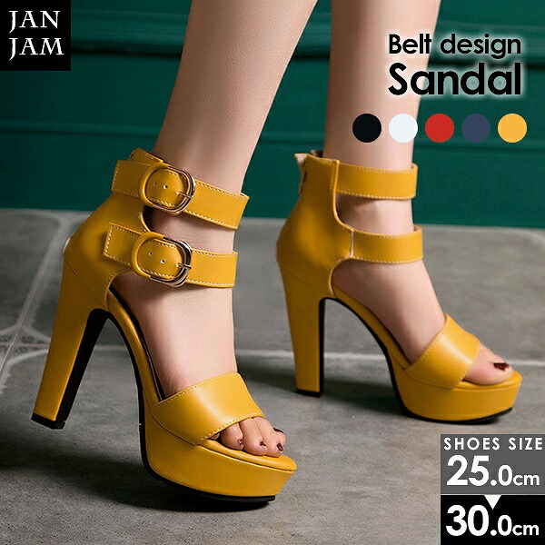 大きいサイズ レディース プラットフォームサンダル 25 30cm ベルトデザイン 厚底 太ヒール ハイヒール Imkythiron Gr
