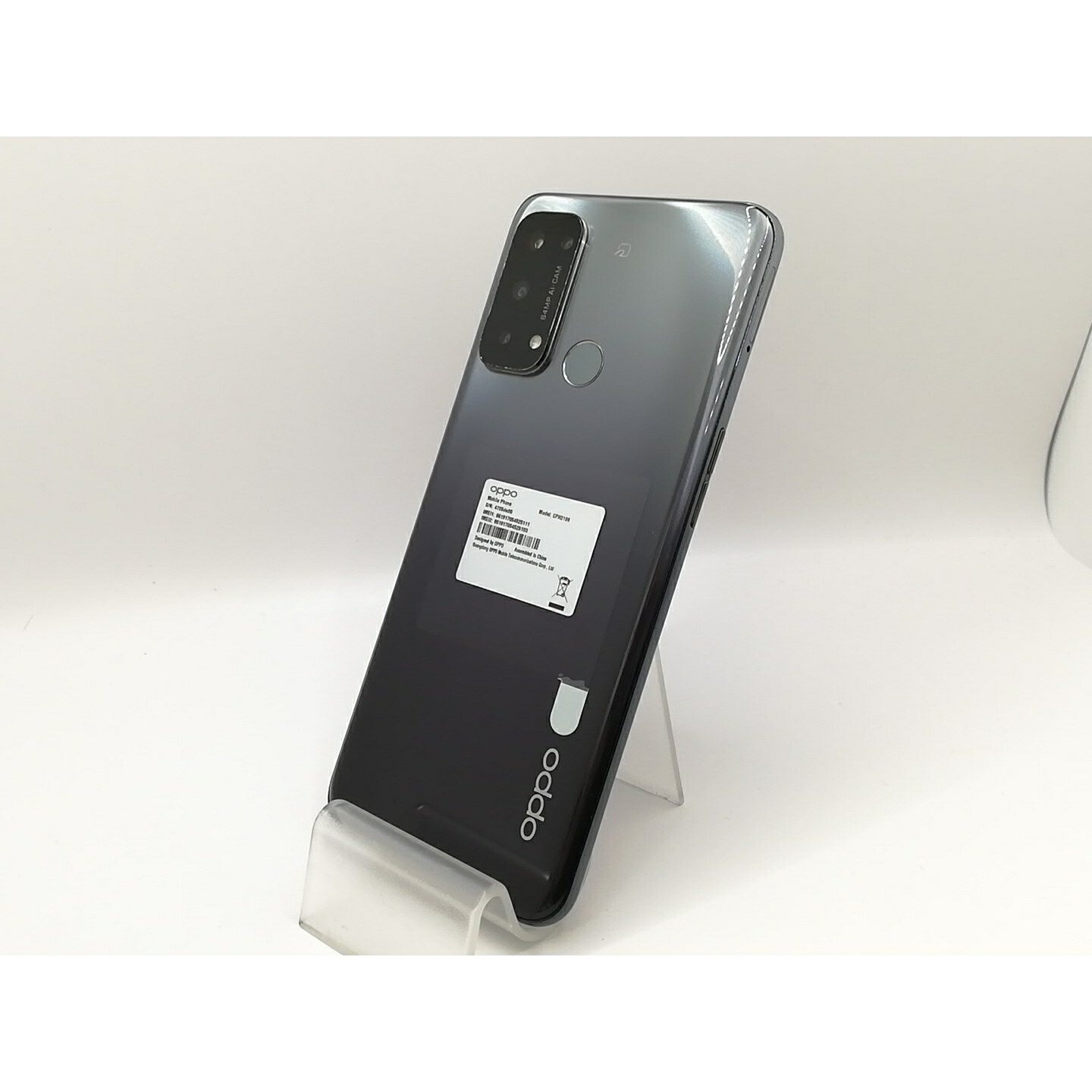 【中古】Oppo 国内版 【SIM無償性】 OPPO Reno5 A しろがね色黒いこと 6GB 128GB CPH2199【新橋烏森通い路】引き受ける継続期間１ヶ月【序列付けるC】