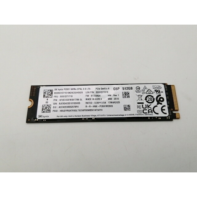 【中古】各社 512GB SSD (M.2 2280/PCIe5.0 NVMe)【広島本通】保証期間１週間｜じゃんぱら店