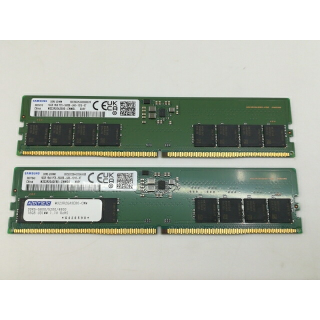 【中古】DDR5 16GB 2枚組(合計32GB) DDR5-5600(PC5-44800)【デスクトップPC用】【神戸】保証期間1週間|じゃんぱら店