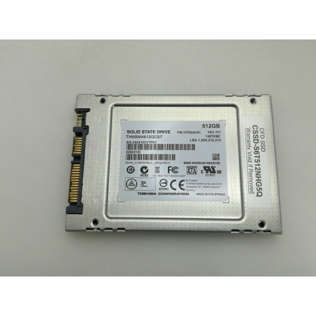 【中古】TOSHIBA THNSNH512GCST 512GB/SSD/6GbpsSATA【大須】保証期間１週間
