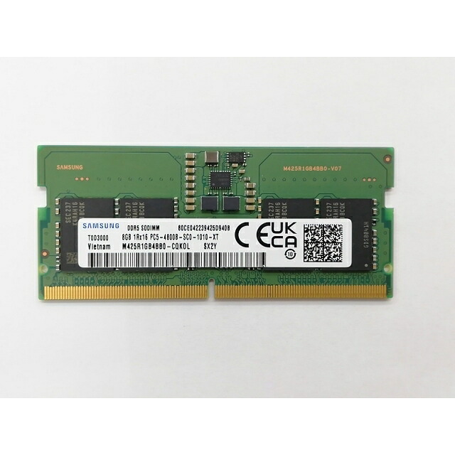 【中古】262PIN SODIMM 8GB DDR5-4800(パソコン5-38400)【万覚え帳パソコン用】【秋葉3号】引き受ける継続期間１週